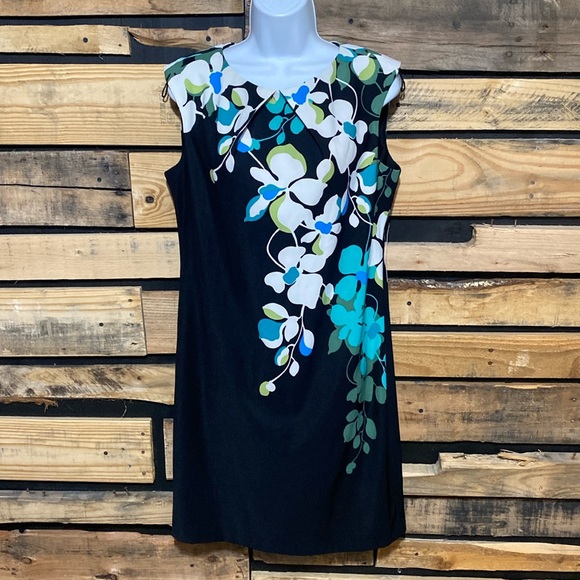 New York & Company Dresses & Skirts - NWT Women's New York & Co Jet‎ Black White Floral Print Summer Shift Dress 14